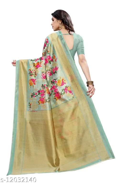 FLORAL PRINTED BLEND SAREE - Image 3
