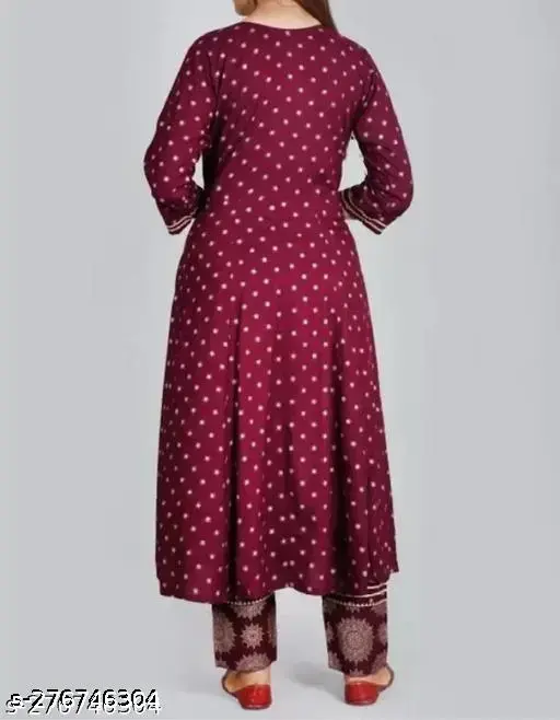 Anarkali Dupatta Set" Women's Printed "Anarkali Kurti" & Pant Dupatta Set - Image 3