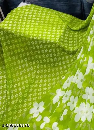 Trendy Womens Georgette Printed Saree with blouse. - Image 2