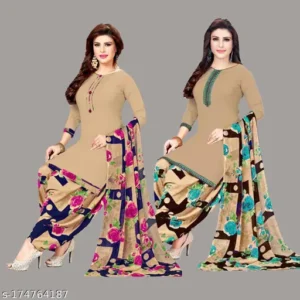 Women Unstitched french crepe Printed Leone dress material ( Pack of 2)