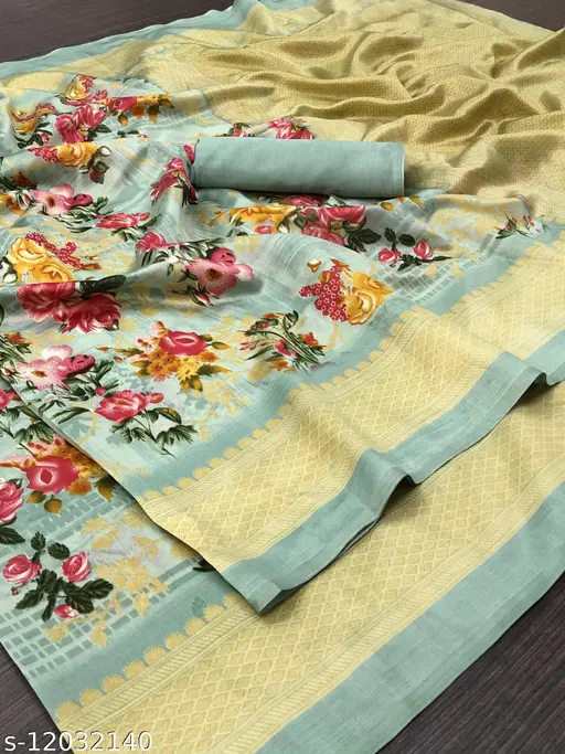 FLORAL PRINTED BLEND SAREE - Image 4